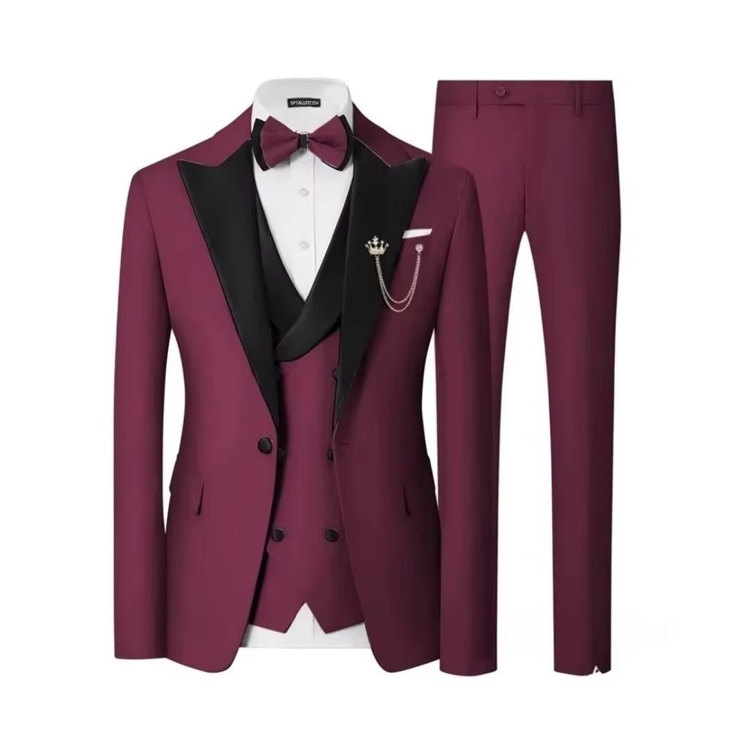Men Formal Wear For Dinner - Męski garnitur smokingowy slim fit, 3-częściowy,