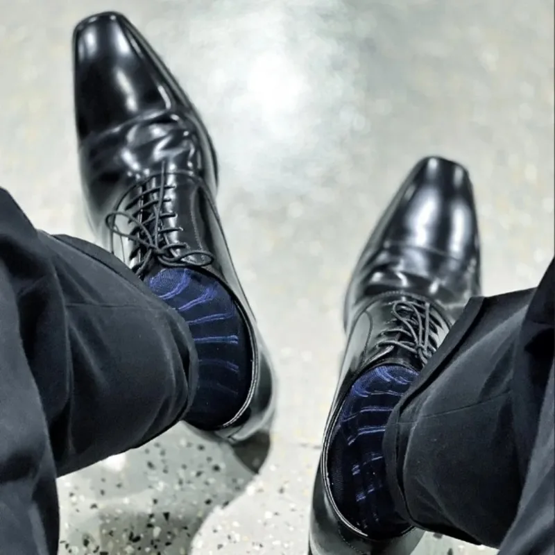 Men'S Formal Attire - Męskie skarpetki w paski, ultracienkie jedwabne