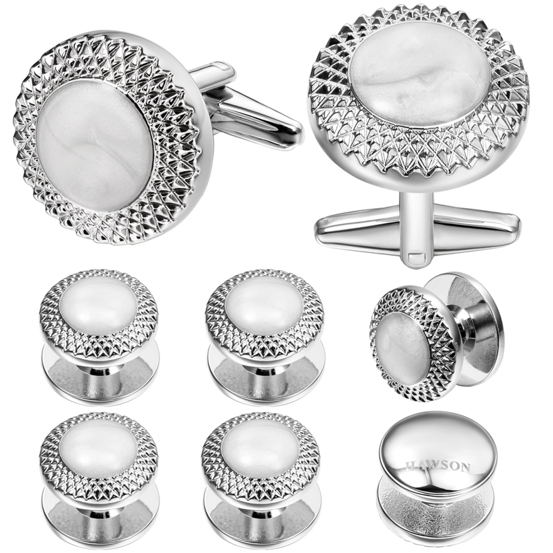 Cufflinks Silver Set - Zestaw posrebrzanych spinków do mankietów i