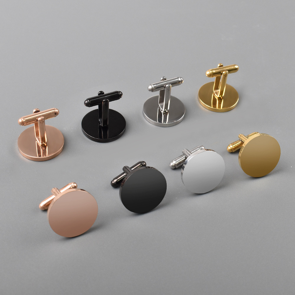 Cufflinks Silver Set - 2 szt./zestaw Męskie modne metalowe spinki
