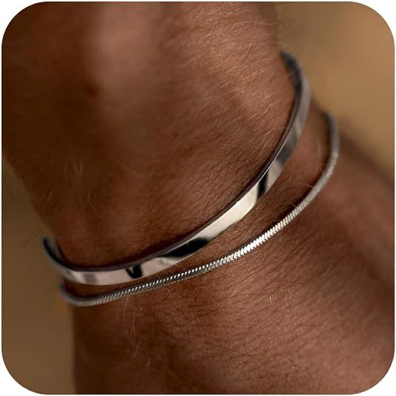 Cufflinks Silver Set - Bransoletki dla mężczyzn z możliwością układania