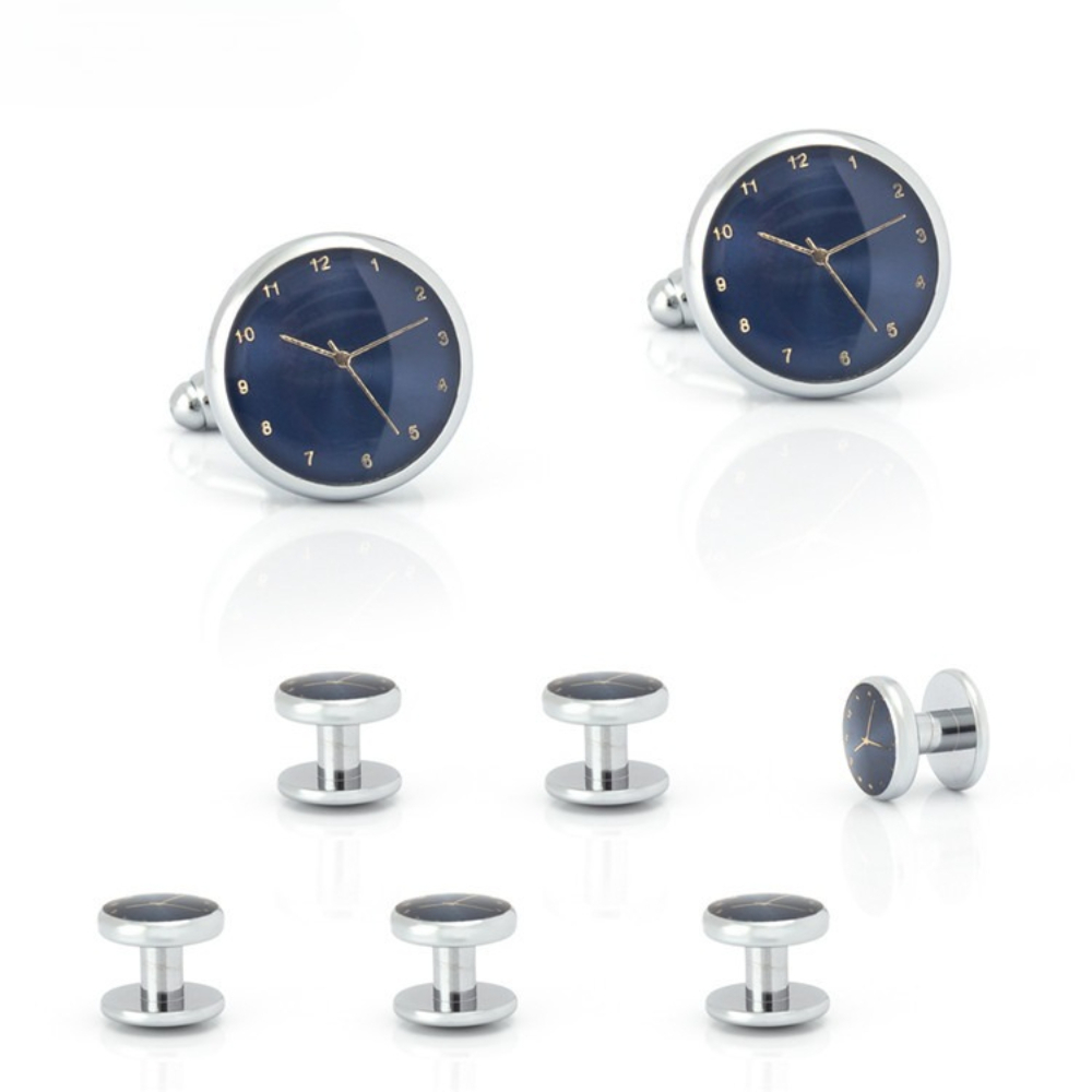 Zestaw 6 sztuk: Złote i srebrn – Cufflinks Silver Set recenzja i cena