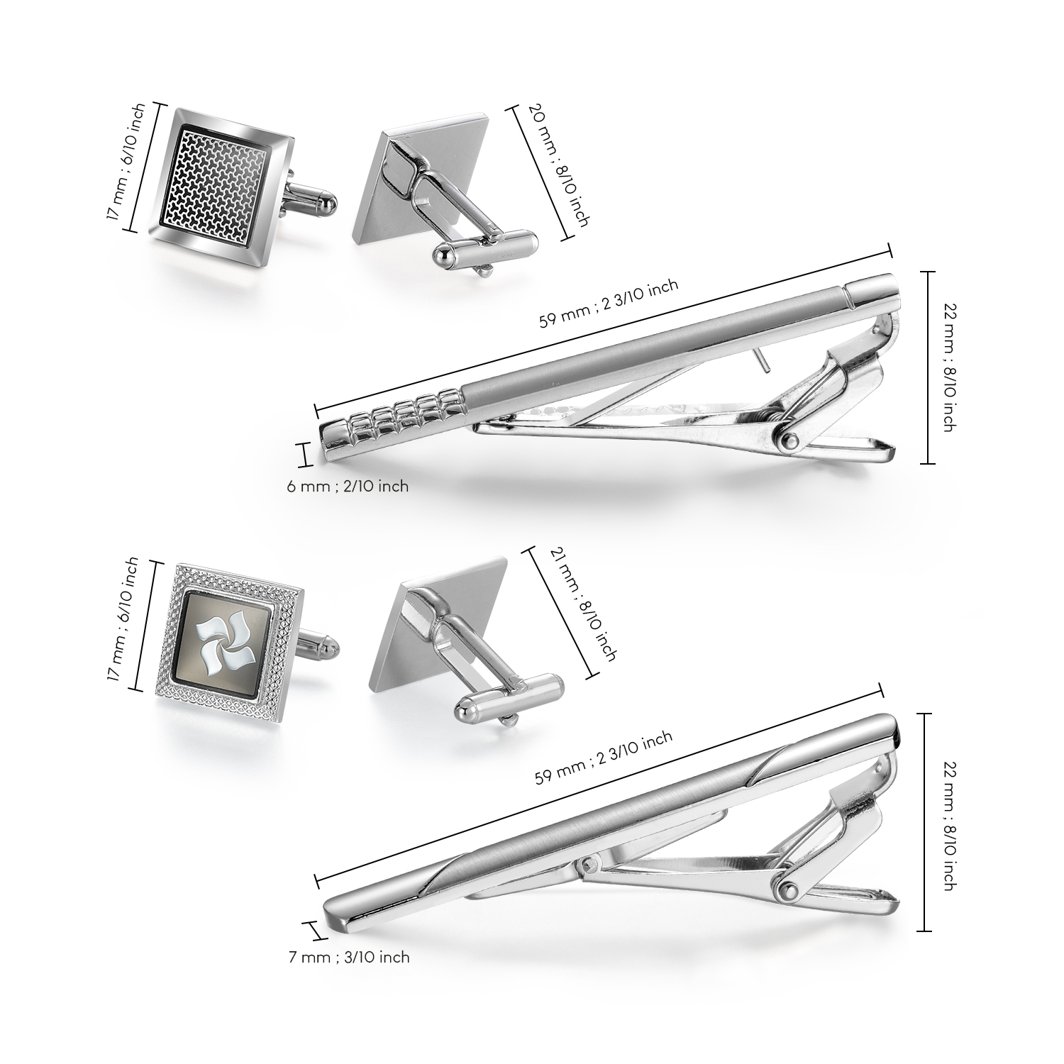Zestaw spinek do krawata i spi – Cufflinks Silver Set recenzja i cena