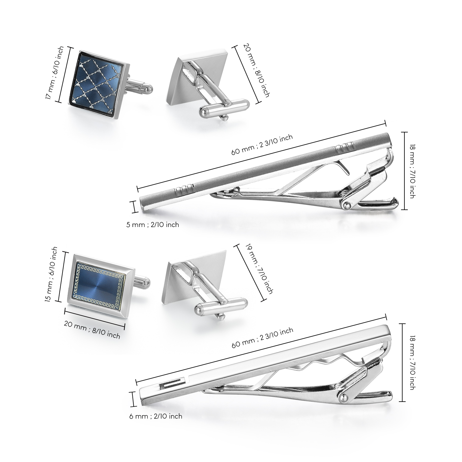 Zestaw spinek do krawata i spi – Cufflinks Silver Set recenzja i cena