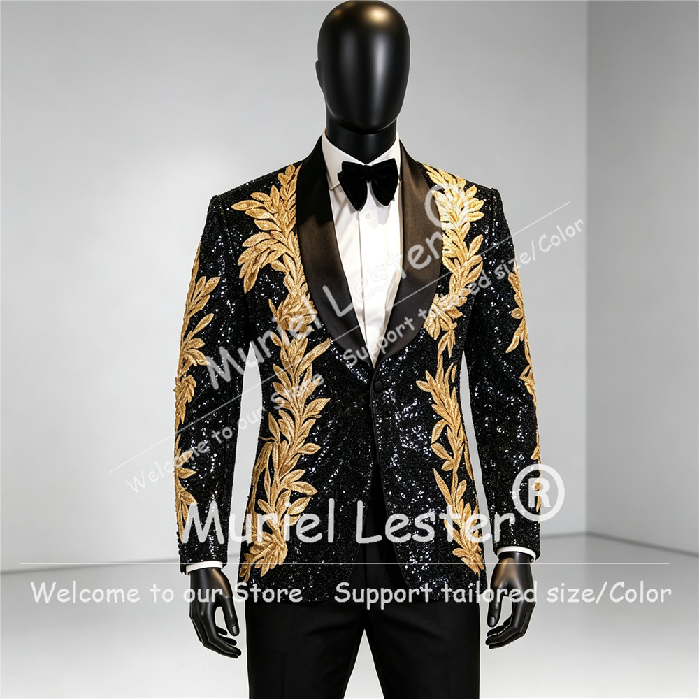 Błyszczący, cekinowy garnitur  – Men Formal Wear Wedding recenzja i cena