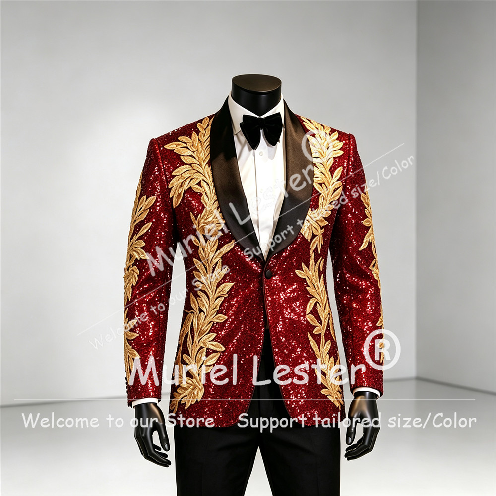 Błyszczący, cekinowy garnitur  – Men Formal Wear Wedding recenzja i cena