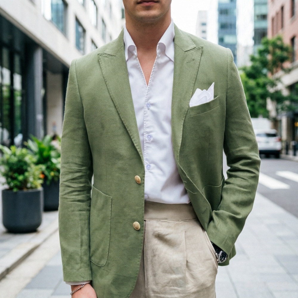Lniany garnitur męski w kolorz – Men'S Semi Formal Office Wear recenzja i cena