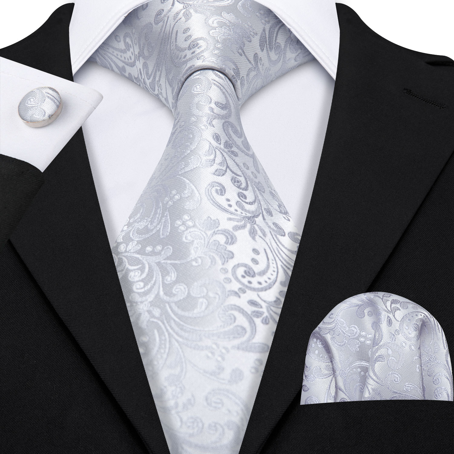 Biało-srebrne aprikosowe krawa – Cufflinks Silver Set recenzja i cena