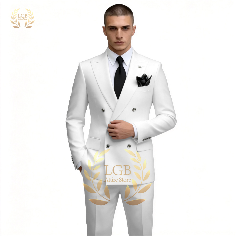 Męski biały dwurzędowy garnitu – Men Formal Wear For Dinner recenzja i cena