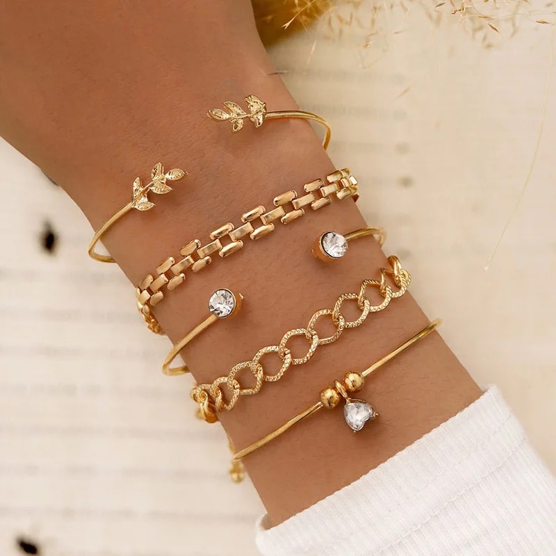 Bohemian Leaves Bracelet Set F – Cufflinks Silver Set recenzja i cena