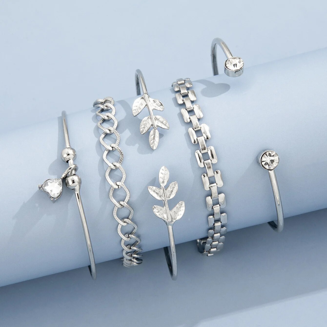 Bohemian Leaves Bracelet Set F – Cufflinks Silver Set recenzja i cena