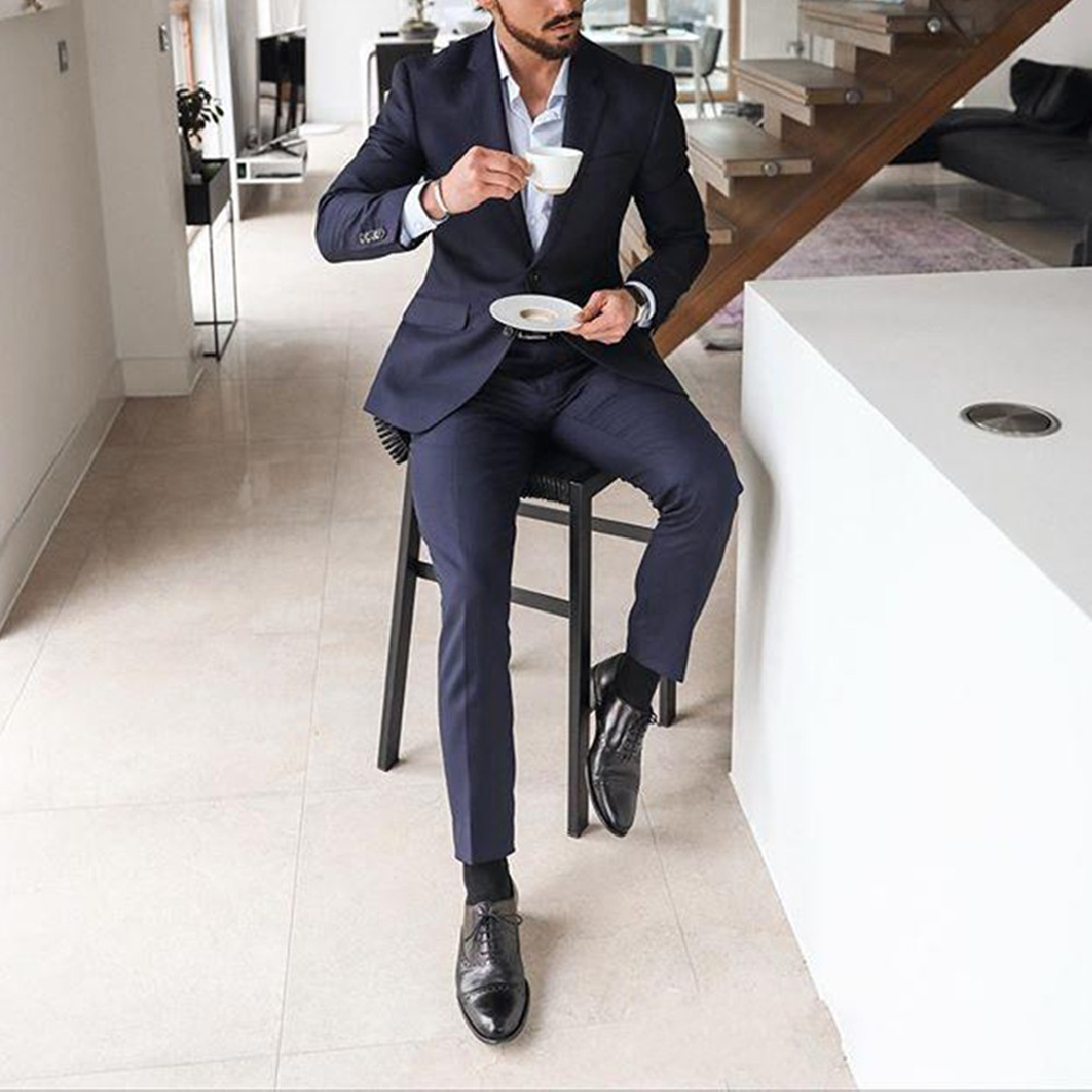 Granatowy dwuczęściowy męski s – Men Formal Wear For Dinner recenzja i cena